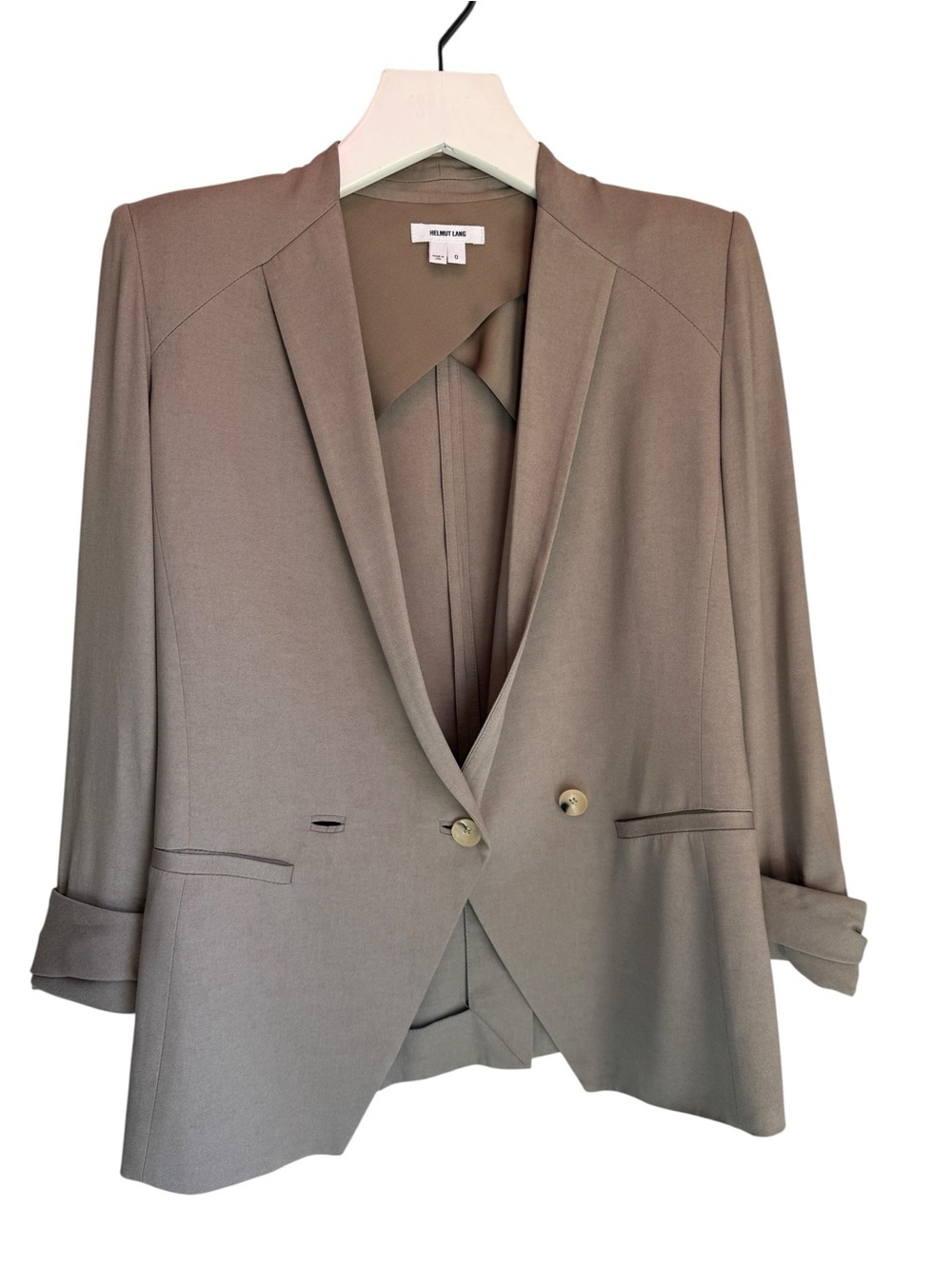 Helmut Lang Women's Taupe Double-Breasted Tailored Blazer Size 0